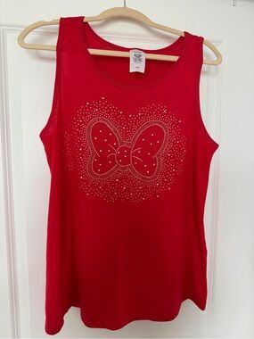 Disney Red Sleeveless Tank with Rhinestone Bow